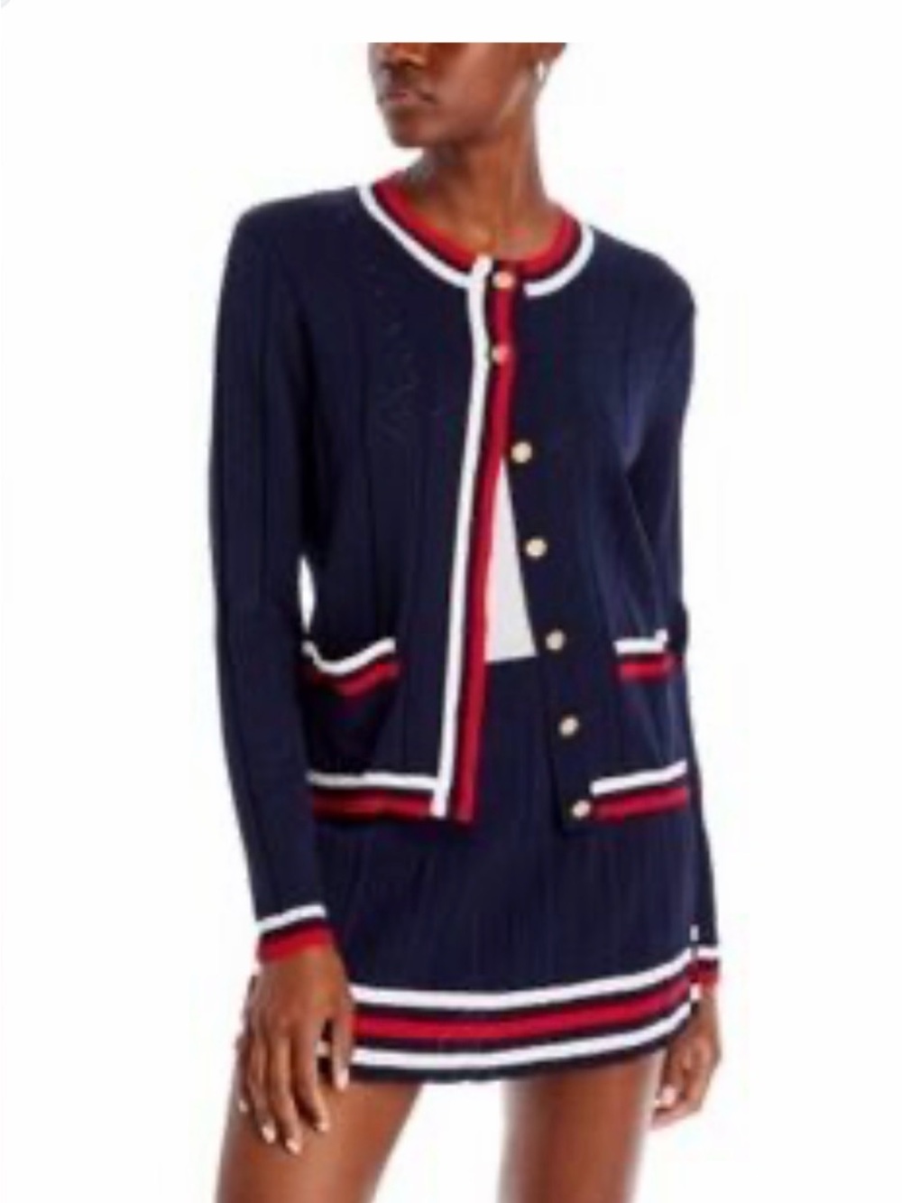 Aqua x Venus Williams Contrast Trim Cardigan Sweater. Size S